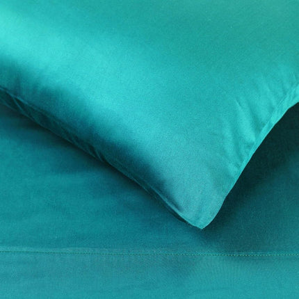 Superior 300 Thread Count Egyptian Cotton Sheet Set, Solid Bedroom Sheets, Bedding, Essentials, Home Basics, 1 Elastic Deep Pocket Fitted Bed Sheet, 1 Flat Sheet, 1 Pillowcase, Twin XL, Teal