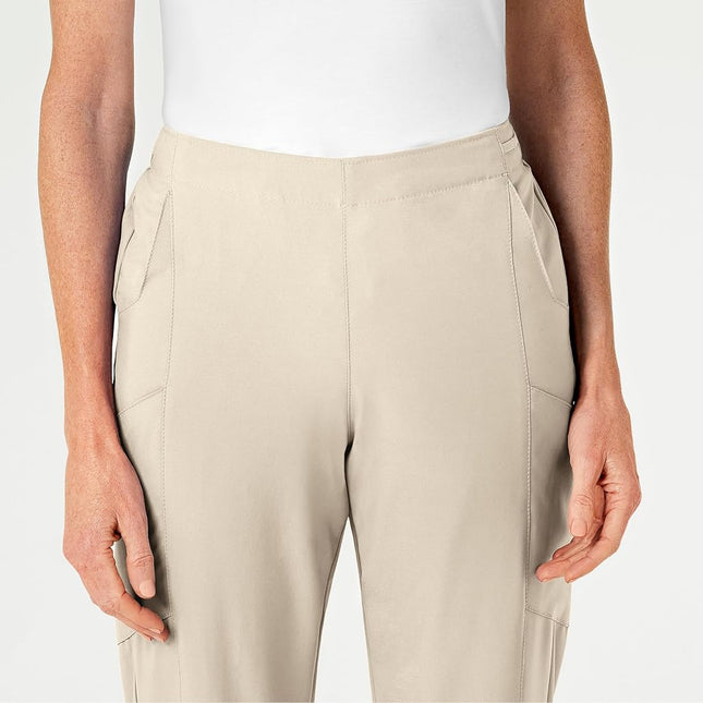 WonderWink W123 Scrubs Women's Flat Front Cargo Pant, Khaki, 2X Tall