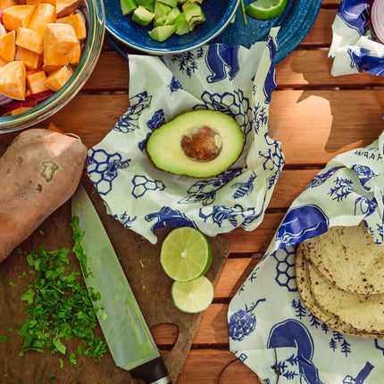 Bee's Wrap Beeswax Wraps for Food - Bees + Bears Cut to Size 14x52 Wax Paper Roll - Made in USA Reusable Waxed Paper & Bowl Covers - Organic & Eco-Friendly Alternative to Aluminum Foil & Plastic Wrap