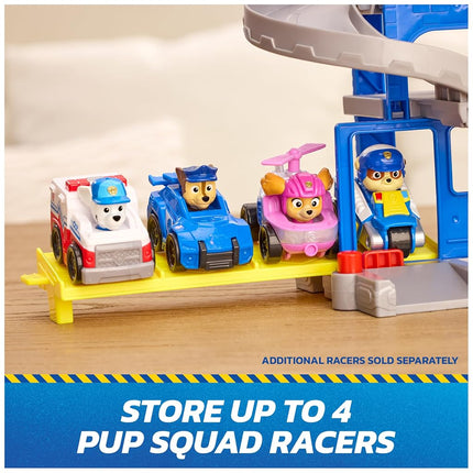 Paw Patrol: Brigade canine, Coffret QG Mission détective avec véhicule de course Brigade canine Chase, figurine articulée Hellinger et figurine chat, jouets pour garçons et filles à partir de 3 ans
