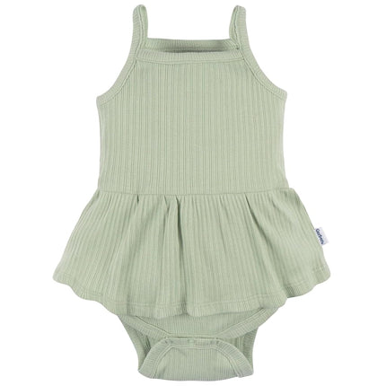 Gerber Baby Girls Sleeveless Skirted Onesies Bodysuit, Lantana, 12 Months