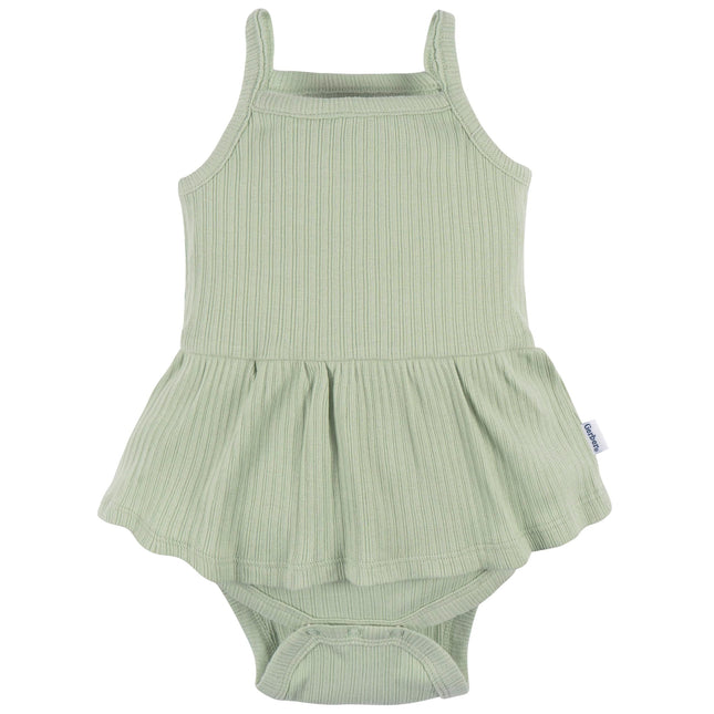 Gerber Baby Girls Sleeveless Skirted Onesies Bodysuit, Antique White, 3-6 Months