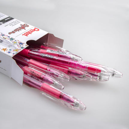 Pentel Sparkle Pop Metallic Gel Pen, (1.0mm) Bold Line, Pink, Box of 12 Pens (K91-DP)