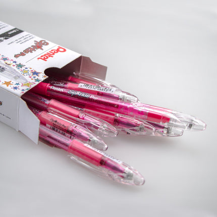 Bolígrafo de gel metálico Pentel Sparkle Pop, (1.0 mm) trazo grueso, rosa, caja de 12 bolígrafos (K91-DP)