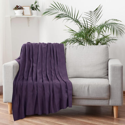 Utopia Bedding Premium Cotton Blanket Full/Queen Plum - Soft Breathable Thermal Blanket - Ideal for Layering Any Bed