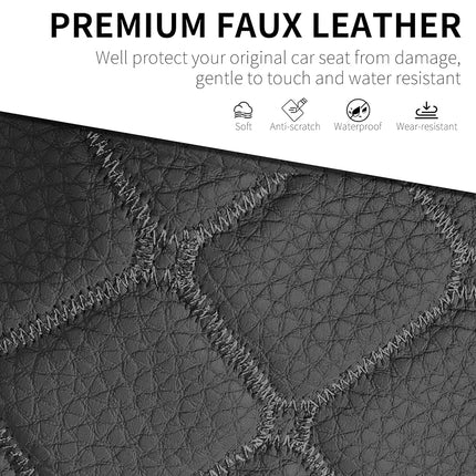 Tecoom Tacoma Car Seat Cover - Leather Front Seats Covers, Waterproof Automotive Protector Cushion Interior Covers, Custom Fit for 2016-2023 Toyota Tacoma Double/Crew Cab, Black