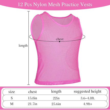 Sintege 12 Pcs Soccer Pinnies Pennies Jersey Scrimmage Vest Sports Practice Jersey Mesh Basketball Vest for Youth Adult Kids, Pink, Medium