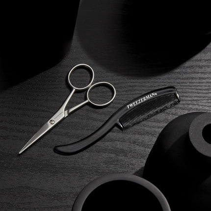 Tweezerman G.E.A.R. Moustache Scissors and Comb Model No. 72031-MG, Black