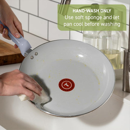 Sartén para saltear antiadherente de cerámica T-FAL Refresh con tapa de 5 cuartos, fabricado sin PFOA ni PTFE, apto para horno y asador hasta 177 °C, sartén, mango que se mantiene frío, ollas y sartenes, verde menta