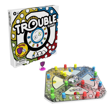 Hasbro Gaming Trouble Board Game Includes Bonus Power Die and Shield, Game for Kids Ages 5 and Up, 2-4 Players (Amazon Exclusive)