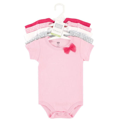 Hudson Baby Unisex Baby Cotton Bodysuits, Basic Bow, 12-18 Months