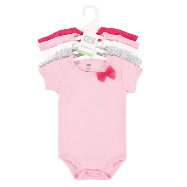 Hudson Baby Baby Cotton Bodysuits, Basic Bow, 9-12 Months