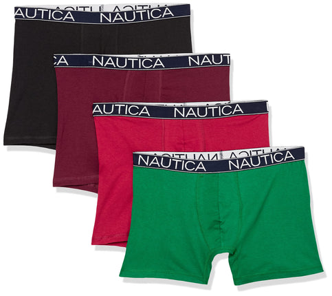 Nautica Men's Cotton Stretch 4 Pack Boxer Briefs, 