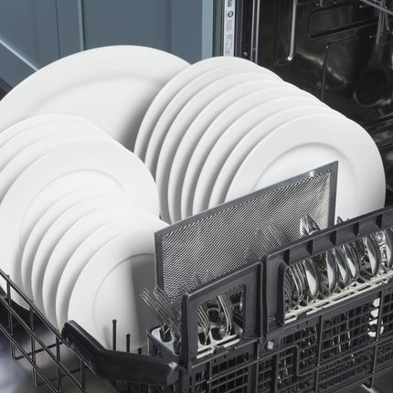 Campana extractora GE de 24 pulgadas para debajo del gabinete, conducto convertible, ventilador de extracción de 2 velocidades, control frontal y filtro reutilizable, acero inoxidable