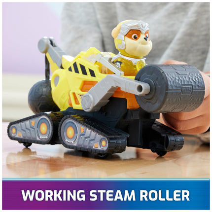 La Patrulla Canina: La súper película, Camión de juguete de construcción con figura de acción Rubble de los Mighty Pups, luces y sonidos, juguetes para niños y niñas de 3 años en adelante