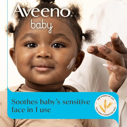 Aveeno Baby Daily Moisture Face Cream, Oat Enriched Moisturizing Cream for Babies’ Sensitive Facial Skin, Strengthens Skin’s Moisture Barrier, Ultra-Hydrating, Non-Greasy, Fragrance-Free, 1.5 oz
