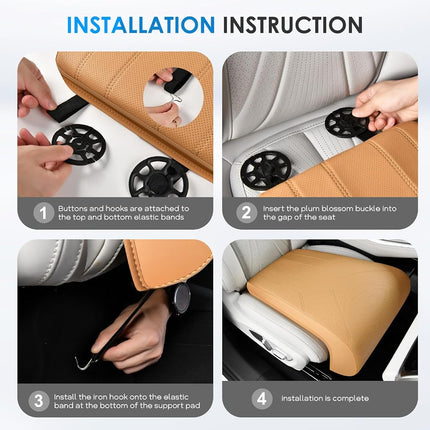 FLORICH Car Seat Extender Leg Extender Support Cushion for Driver Seats Office Chair, Leather Carseat Leg Support for Long Drivers Universal Car Seat Cushion Legs Rest Pads-Brown