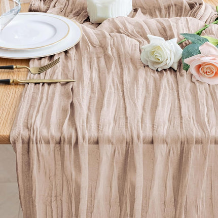 Wokceer Cheesecloth Table Runner Nude Pink 10FT Bo
