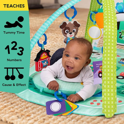 Baby Einstein Farm Explorers 4-in-1 Kickin’ Tunes Musical Meadow Music & Language Discovery Gym, Play Mat with Kick Piano, Ages 0 Months and Up