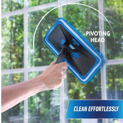 Unger Professional ProClean Indoor Window Cleaning Kit with 2’ Pole, Washing Tool with Swivel Head for Tight Corners and Edges, Streak-Free Results on Glass and Mirrors, Reusable Microfiber Pads