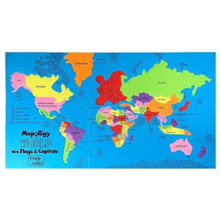 Imagimake: Mapology World with Flags & Capitals- with Country Shaped Pieces- Jigsaw Puzzle and Educational Toy for Boys and Girls Above 5 Years- Excellent Birthday Gift