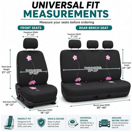 FH GROUP Car Seat Covers, Full Set, Black