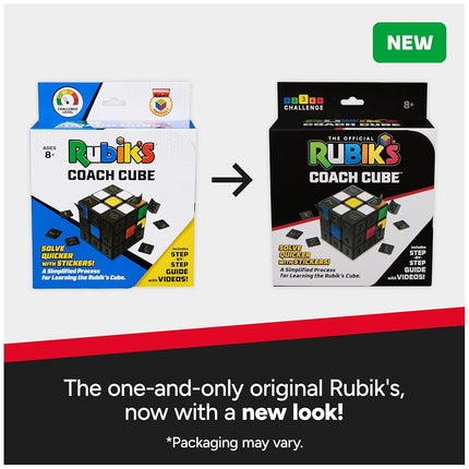 Rubik’s Coach Cube, Learn to Solve 3x3 Cube with Stickers, Guide, & Videos | Stress Relief Fidget Toy | Adult Toy Fidget Cube | for Ages 8 and up