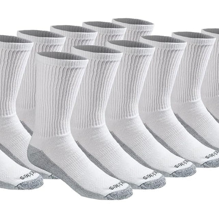 Dickies Men's Big & Tall Dri-tech Moisture Control Crew Socks Multipack, White (12 Pairs), Shoe Size: 15-17