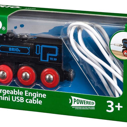 BRIO World Rechargeable USB Train Engine – Battery Powered Toy Locomotive with Lights & Sounds, Includes Mini USB Cable, Compatible with BRIO World Wooden Railway Sets, Kids Age 3 Years and Up