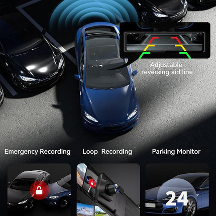REDTIGER Rear View Mirror Camera for Cars,4K Front and 2.5K Rear Mirror Dash Cam Backup Camera,11" UHD Full Touch Screen Rearview Mirror Dash Camera, Night Vision GPS Reverse Parking Monitor 32GB Card