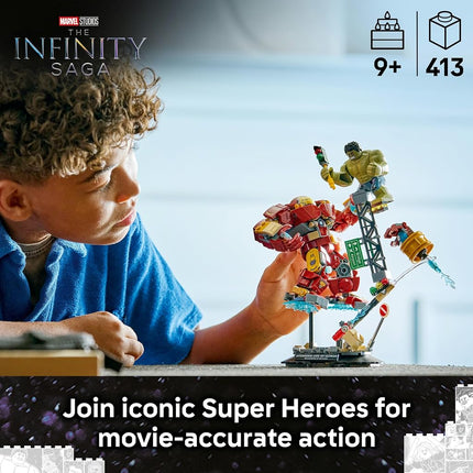 LEGO® ǀ Marvel Epic Battle: Hulkbuster vs.The Hulk 76343 Super Hero Building Toy for Boys and Girls Aged 9+ - Play-and-Display Set with 2 Minifigures and Hulkbuster Armour- Kids’ Birthday Treat Idea