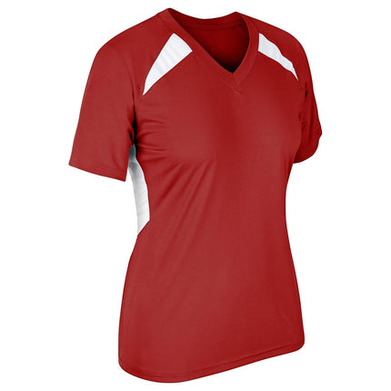 CHAMPRO Maillot de baseball à carreaux BS36WSCWM pour femme, écarlate, blanc, taille M