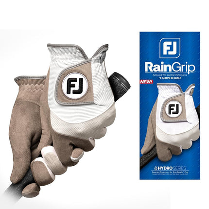 FootJoy RainGrip Men's Golf Glove - White/Grey, La