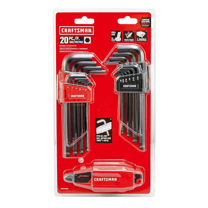 CRAFTSMAN Universal L-to-T Allen Wrench Hex Key Set, 20 Piece (CMHT26028)