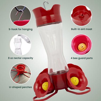 Perky-Pet 203CPBN-2 Glass Hummingbird Feeders for Outdoors with Perches, Ant Moat, Bee Guards - Pack of 2