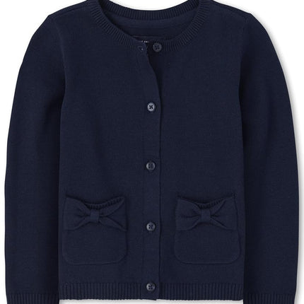 The Children's Place Baby Girls' and Toddler Bow Pocket Cardigan, Tidal Single, 5T
