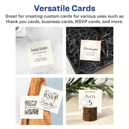 Avery Printable Square Business Cards with Sure Feed Technology, 2" x 2", Ivory Cardstock, Print-to-the-Edge, Laser/Inkjet Cards, 300 Total