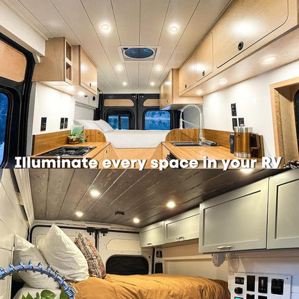 acegoo RV Barco Luz de Techo Empotrada 4 Unidades Panel LED Súper Delgado DC 12V 3W Downlights de Aluminio Completo, Blanco Cálido (Plateado)