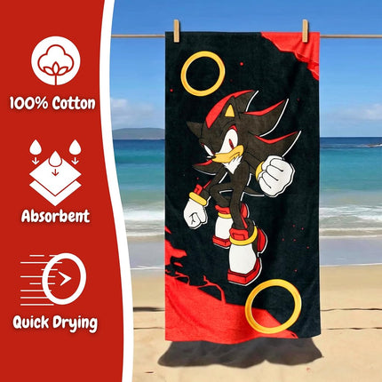 Sonic Shadow The Hedgehog Kids Cotton Beach Towel, 58 x 28 Inch, Soft & Absorbent Pool, Bath & Beach Towel (Officially Licensed Product) by Franco