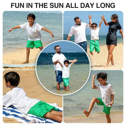 Kanu Surf Boys' Big Line Up Stripe Quick Dry Beach Board Shorts Swim Trunk, Green, Small (8)