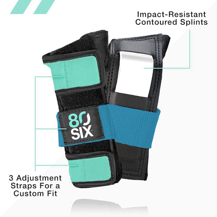 80Six Multi-Sport Pad Set - Knee Pads, Wristguards, Elbow Pads, Full Protective Gear for Kids, for BMX, Cycling, Inline Skating, Skate, Roller Skates, Skateboard Accessories (Stone Blue, Ages 8+)
