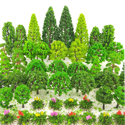 BLEBRDME 60 Pièces Modèles d'arbres 3,45-15,24 cm Arbres modèles mixtes pour train, paysage, architecture, arbres pour l'artisanat, la construction de modèles, le paysage naturel vert