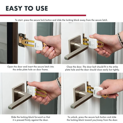 Sabre Compact Travel Door Lock, Portable Security Lock for Travel, Hotels, & Rentals, Withstands 650 lbs of Force, Installs in Seconds, No Tools Required, Lightweight & Small for Easy Carry