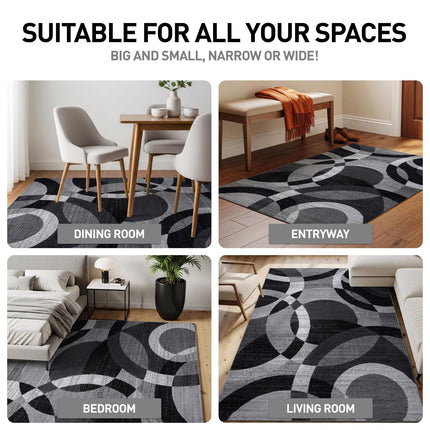 Rugshop Contemporary Abstract Circles Perfect for high Traffic Areas of Your Living Room,Bedroom,Home Office,Kitchen Runner Rug 2'7" x 8' Gray