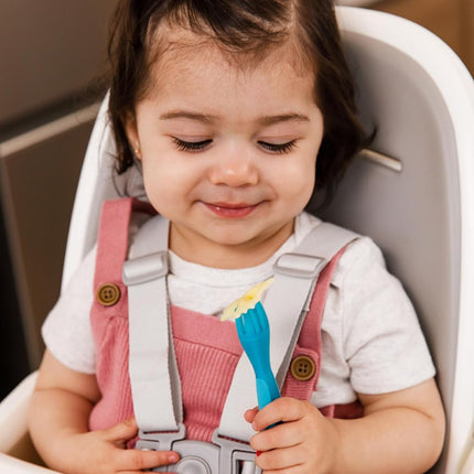 NUK Pretensil Dipper Spoon & Fork Set, Baby & Toddler Self-Feeding Utensils, Easy-Grip, Mess-Reducing Design, 4 Pack