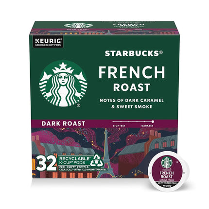 Starbucks Dark Roast K-Cup Coffee Pods — French Roast for Keurig Brewers — 1 Box (32 pods)