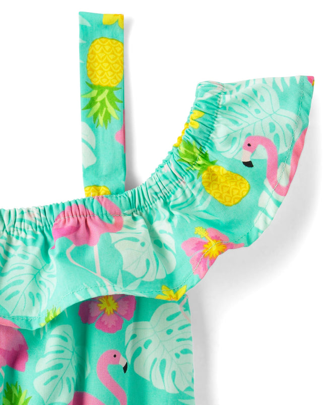 Gymboree Girls' and Toddler Sleeveless Summer Dresses, Tropical Cold Shoulder, 5T