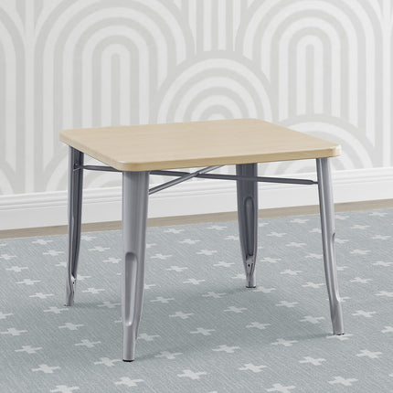 Mesa de juego Delta Children Bistro Kids - Ideal para manualidades, la hora de la merienda, educación en casa, tareas y más, metal gris/abedul natural