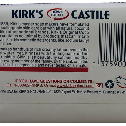 Kirk's Original Coco Castile Soap 4 Ounces (12 Pack)