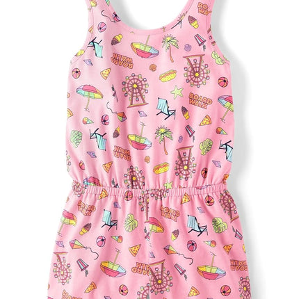 The Children's Place girls Casual Sleeveless Shorts Romper, Luau Fun, X-Large
